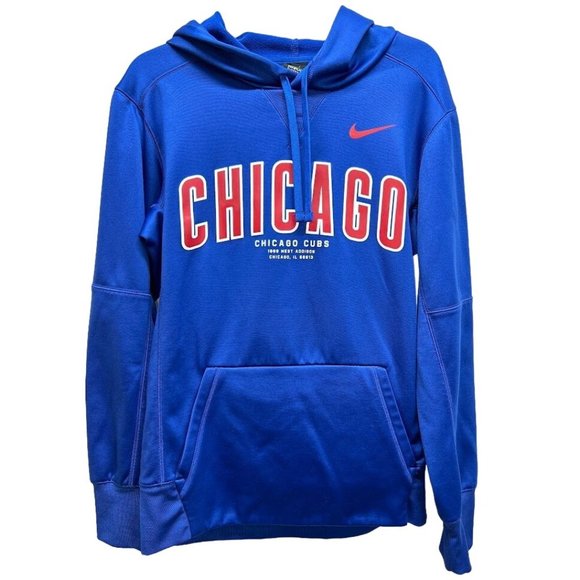 Nike Chicago Cubs Hoodie Mens Small Blue Red Pullover Sweatshirt Baseball‎ - Picture 1 of 6